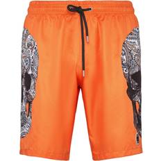 Philipp Plein Men Swimwear Philipp Plein skull-print swim shorts men Polyester Orange