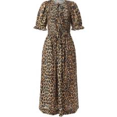 Damson Madder Women's Reversible Bluebell Leopard Midi Dress Brown