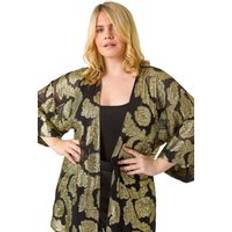 Femme Capes & Ponchos Foil Prnt Kimono Gold 22-24