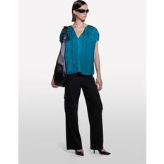 SISLEY Teal Green Jacquard Blouse, Woman, Teal