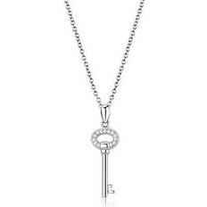 Rhodium 925 Sterling Silver Chain Pendant - Clear