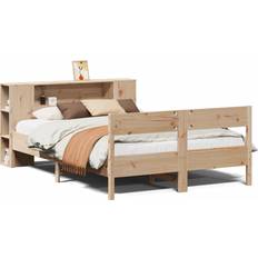 Double Beds - Natural Bed Frames vidaXL Solid Pine 155.5x205.5cm