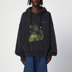 Off-White graphic-print hoodie men Cotton 1065 BLACK YELLOW FLUO