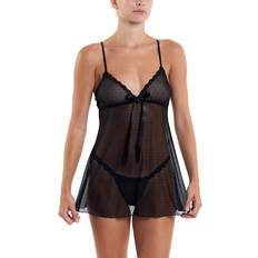 Set di lingerie Hanky Panky Women's Dotted Tulle Babydoll And G-String Black