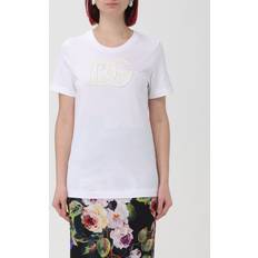 Dolce & Gabbana Vrouw T-shirts Dolce & Gabbana Jersey T-Shirt With Logo Patch Bianco-Donna