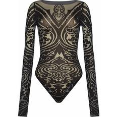 Dame - Grå Bodystockings Wolford Paisley Tattoo Body Top - Sort