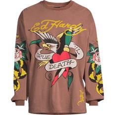 Ed Hardy Men's True Till Rose Snake Long Sleeve T-Shirt Brown