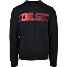 Diesel Men Jumpers Diesel Men's Striped Logo Black Sweatshirt 40/Regular