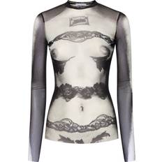 Jean Paul Gaultier Mesh Oberteil Mit Druck