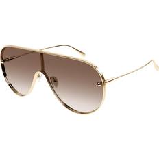 Alexander McQueen Logo-Print Aviator Metal Sunglasses - Shiny Light Gold