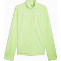 Puma Yellow Outerwear Puma Run Grid Fleece Jacket Men, Fizzy Apple, (Large)
