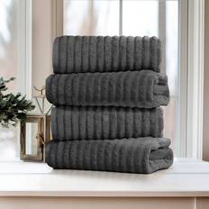 Egyptian Cotton Bath Towels Bibb Home Ribbed Egyptian Cotton Set 27" x 54" - Charcoal Bath Towel Gray