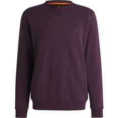 BOSS Cotton-terry relaxed-fit sweatshirt with logo patch Dark Purple