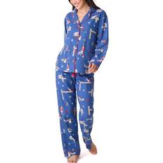 PJ Salvage Long Sleeve Flannel Pyjama Blue Pattern