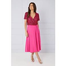 Clothing Wallis Womens Sequin Wrap Detail Midi Dress Pink