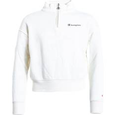 Champion Girls Half Zip Sweatshirt White, Unisex, Tøj, Skjorter, Hvid