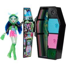 Monster High Doll and Fashion Set, Ghoulia Yelps Doll, Skulltimate Secrets: Neon Frights, Dress-Up Locker with 19 Surprises, HNF81