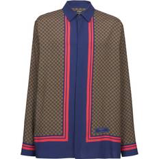 Balmain Skjorter Balmain monogram-scarf print shirt men Viscose Brown