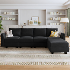 Ebern Designs U-Sofas Ebern Designs Sabira L Shaped Modular Sectional Couch 33.9 H x 112.6 W x 55.9 D Sofa