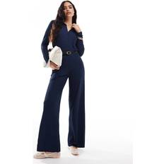 Vero Moda Blåa Jumpsuits & Overaller Vero Moda Jumpsuit I Jersey Med Krage - Mellanblå