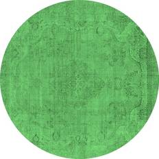 Ahgly Company Indoor Round Oriental Emerald Green Area Rug 4"