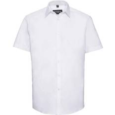 Clothing Russell Athletic Collection Mens Herringbone Short-Sleeved Formal Shirt (White)