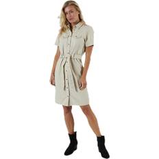 Pieces Amir Ss Denim Dress Almond Milk-Vi Beige, Female, Kläder, kjolar och klänningar, Beige