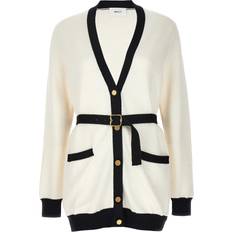 Multicolore Cardigans Bally Bally-Jacquard Logo Cardigan Maglioni Bianco/Nero-Donna White/Black 38IT