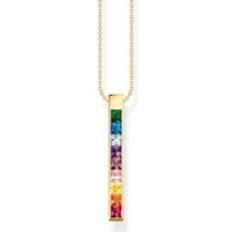 Corundum Halsband Thomas Sabo Damen Kette mit bunten - Steinen gold 925er Sterlingsilber mit 750er Gelbgold-Vergoldung