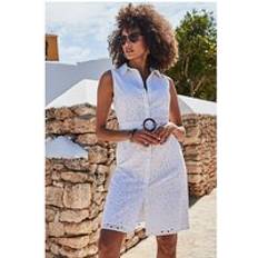Sosandar Broderie Shirt Dress Cream