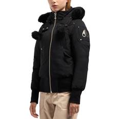 Bomber Jackets - Women Moose Knuckles Debbie Shearling Trim Down Bomber Jacket Black Black Shearling