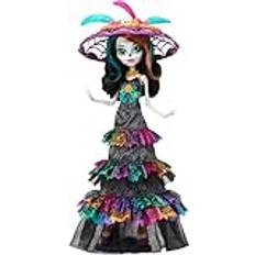 Monster High Skelita Calaveras Día de Muertos docka 2024 att samla med La Catrina-hatt, Papel Picado-klänning och förpackning redo att visas, HXH99