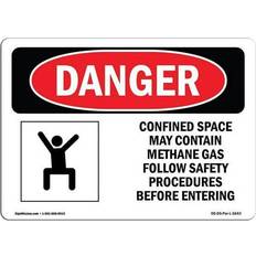 Office Supplies SignMission OSHA Danger Sign 12 x 18 in - Confined Space May