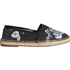 Blanco - Hombre Alpargatas Dolce & Gabbana Black Floral Cotton Leather Espadrilles Shoes EU42/US9