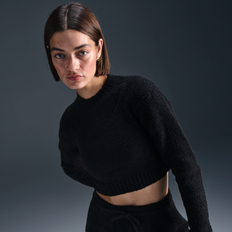 Nike Bluser Nike Phoenix Cosy Long All Over Print Cropped Top, Black