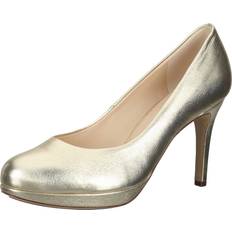 HOGL Cosymetal Damen Echtleder-Pumps elegante Stilettos Abend-Schuhe 3-12 8001 7500 Platin/Gold