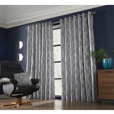 Livinluxury Ome Eyelet Ring Top Curtains 117 cm / 228 cm - Grey