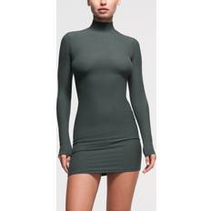 Stretch Dresses SKIMS SKIMS Turtleneck Mini Dress Green Soft Lounge Deep Sea