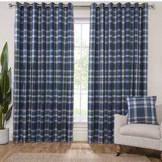 Hatfield Check Blackout Curtain 228 cm - Navy
