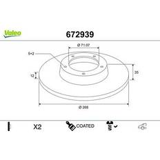 Valeo 2x Bremsscheibe Hinten für Opel Grandland X A18