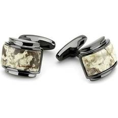 Onyx Cufflinks TK3290 Men IP Light Black Stainless Steel Cufflink with Semi-Precious in Animal pattern