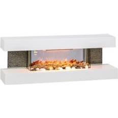 Fireplaces Homcom 2000W Wall Mounted Electric Fireplace, Freestanding, 2000W, White One Size