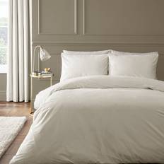 Catherine Lansfield Kingsley Soft Matt Velvet Set - Cream Duvet Cover Beige (200x200cm)