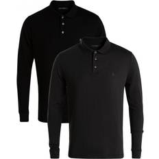 Men - Multicoloured Polo Shirts French Connection Pack Cotton Long Sleeve Polo Shirts Black