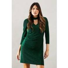 Clothing Wallis Occasion Glitter Jersey High Neck Shift Dress Green