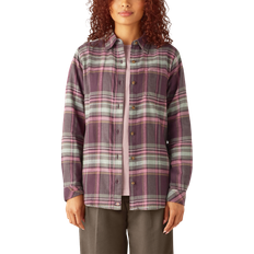 Dickies Women Shirts Dickies Plaid Flannel Long-Sleeve Shirt for Ladies Plum Perfect