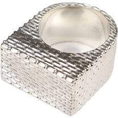 One Size - Unisex Ringar Han Kjøbenhavn Squared Weaved Ring - Silver - Hopea