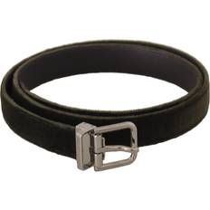 Green Belts Dolce & Gabbana Green Velvet Silver Tone Metal Buckle Belt
