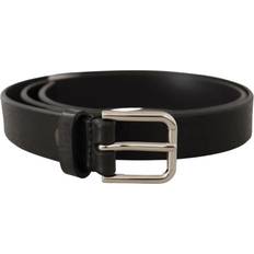 Silver - Unisex Belts Dolce & Gabbana Elegant Black Leather Belt Black