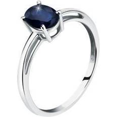 Silbrig - Weißgold Ringe Christ Ring - White Gold/Blue